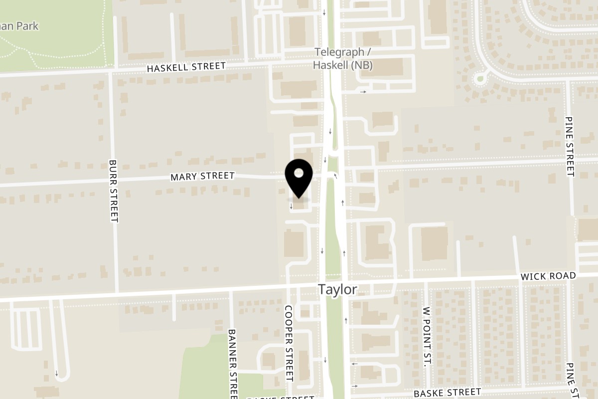 Map showing the location of Karl's Place Pizza on 9054 Telegraph Rd in Taylor